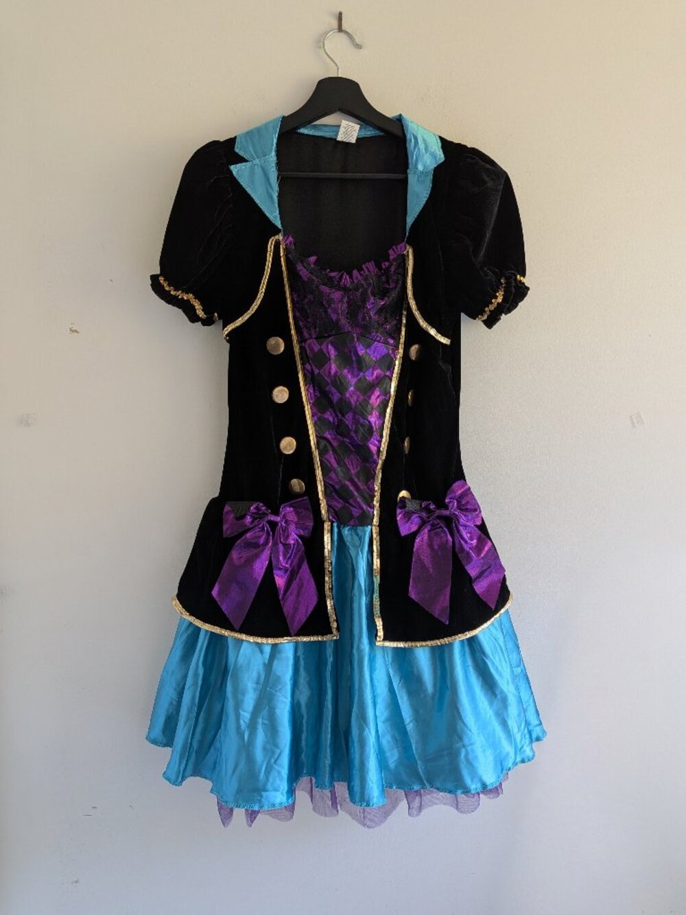 Womens Mad Hatter Costume Dress M Cosplay Halloween NO HAT Steampunk Whimsy